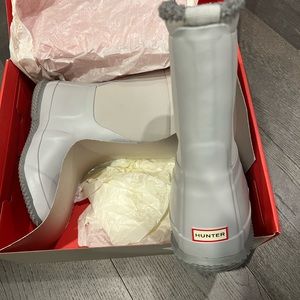 Hunter big kids outdoor insulated roll top vegan shearling snow boots